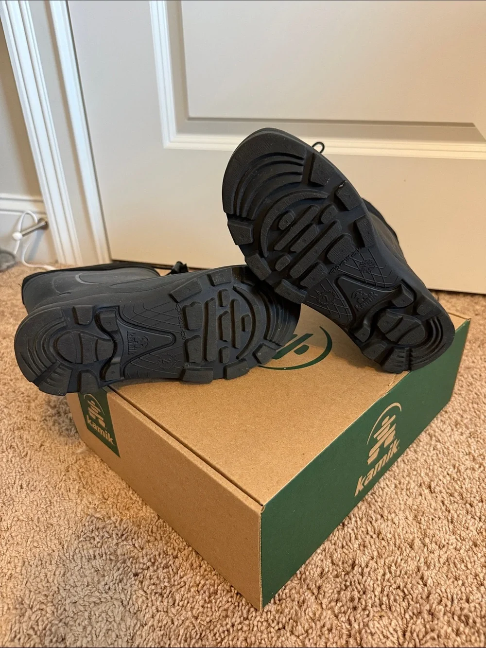 Kamik Black Kids Waterproof Snow Boots with Drawstring Cuff